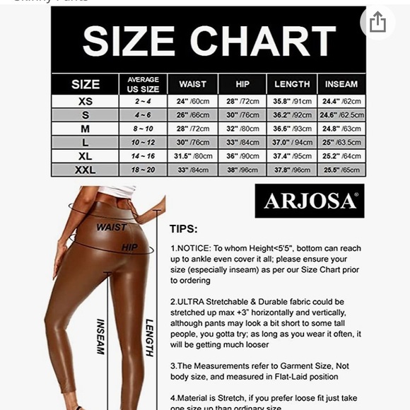 BROWN FAUX LEATHER LEGGINGS SIZE SMALL/MEDIUM FIT! Brand new never worn! - Picture 4 of 5